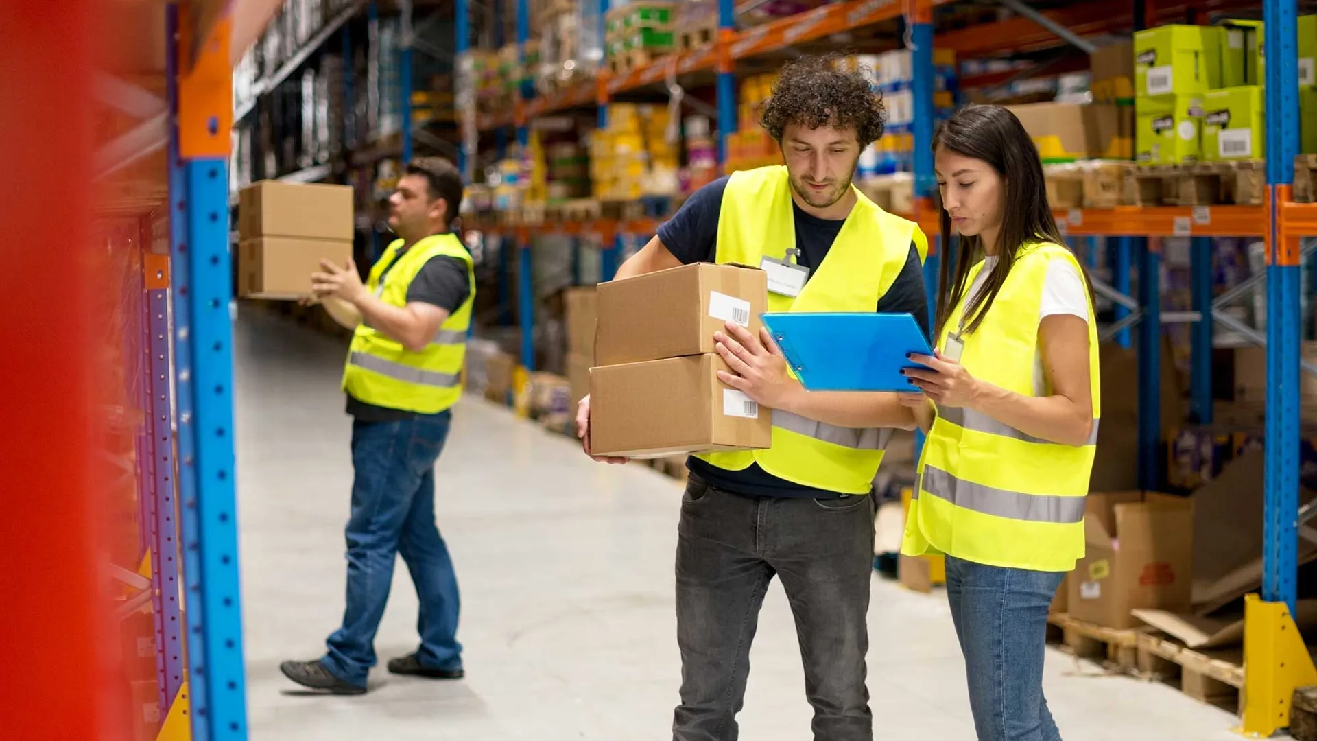 Magazijnmedewerkers aan het werk